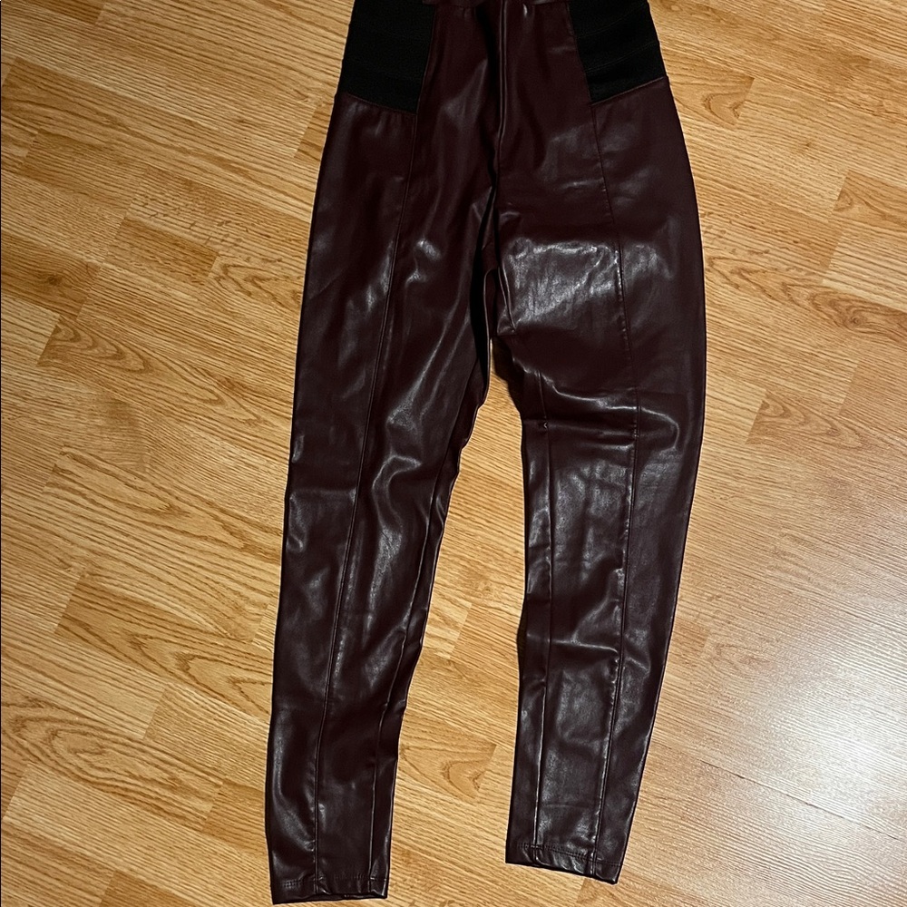 Dynamite Burgundy Leather Leggings